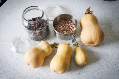 Bohnen & Butternut-Kürbisse