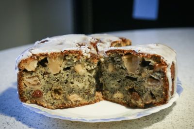 Apfelkuchen mit Marzipan & Mohn